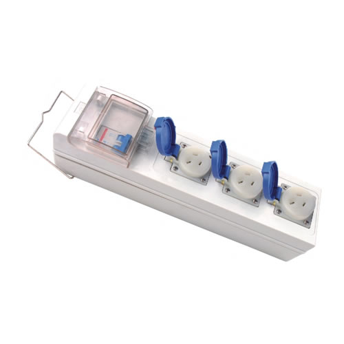 XG031E IP44 Waterproof 3-Way Schuko Extension Cord 16A with Circuit Breaker